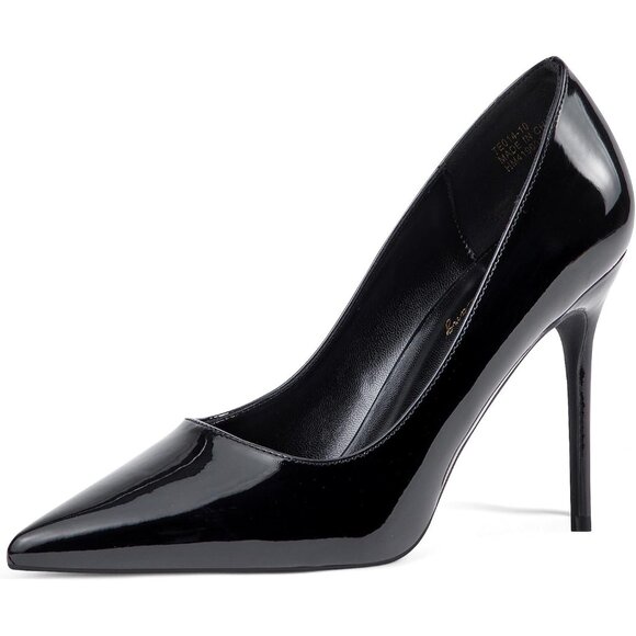Women's Black Pointed Toe Slip on Party Wedding Pumps Basic Shoes High Heels - Picture 1 of 9